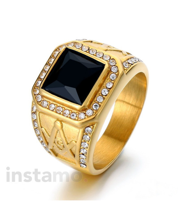 Pánský pozlacený ocelový prsten-315870-20