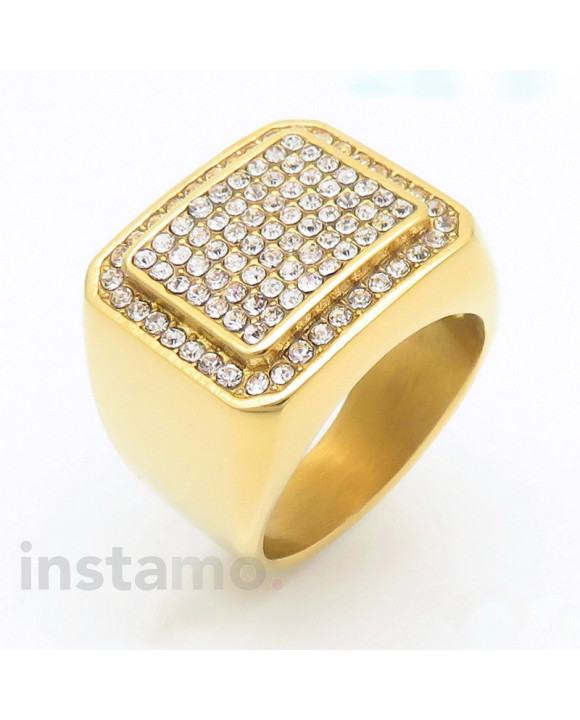 Pánský pozlacený ocelový prsten-315831-20