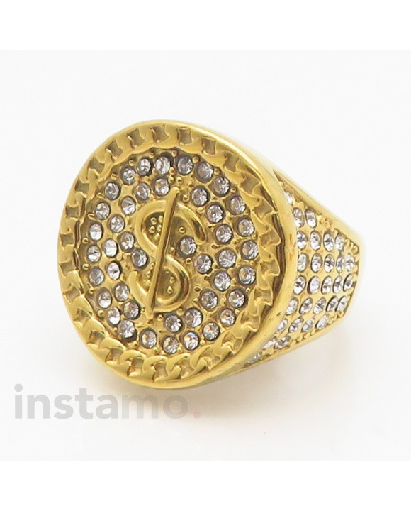 Pánský pozlacený ocelový prsten-315797-20