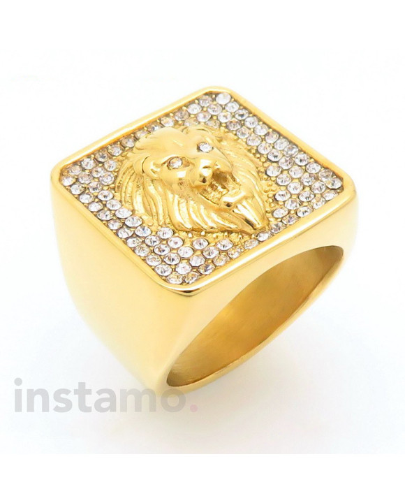 Pánský pozlacený ocelový prsten Lev-315780-20