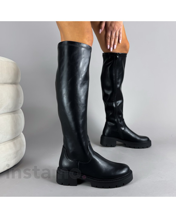 Černé vysoké kozačky-323141-20