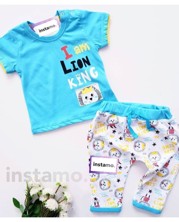 Tyrkysová dvoudílná bavlněná souprava-249424-20