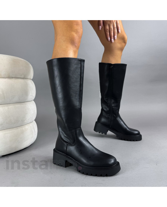 Černé vysoké kozačky-323204-20