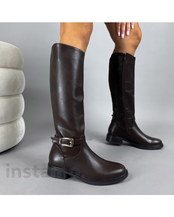 Hnědé vysoké kozačky-323104-20