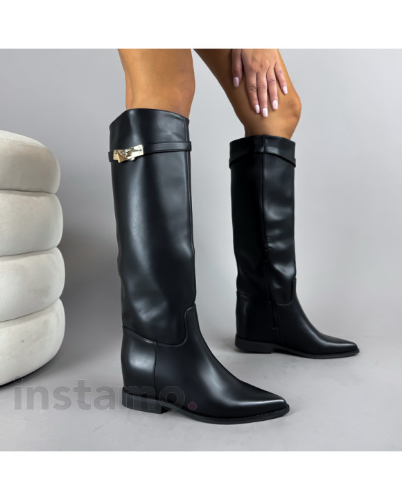 Černé vysoké kozačky-323211-20