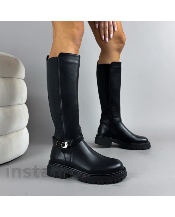 Černé vysoké kozačky-323218-20