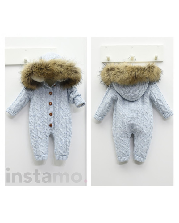 Dětský modrý overal s pravou kožešinou-258393-20