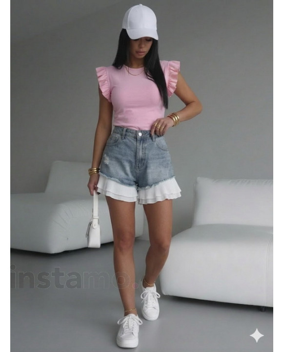 Růžové tričko s volánem-326323-20