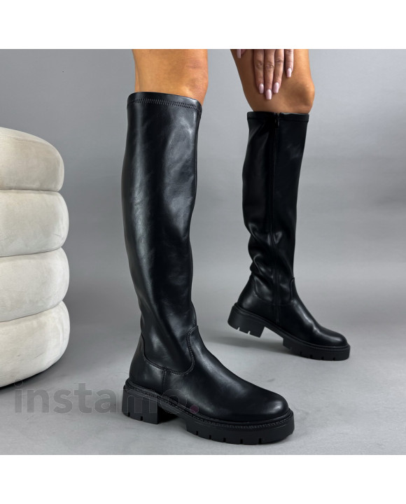 Černé vysoké kozačky-323141-20