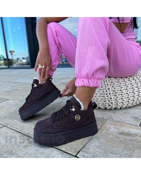 Čokoládové zateplené tenisky-323075-20