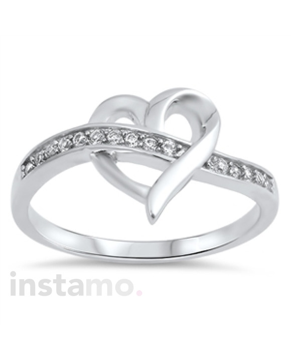 Srdcový strieborný prsteň 