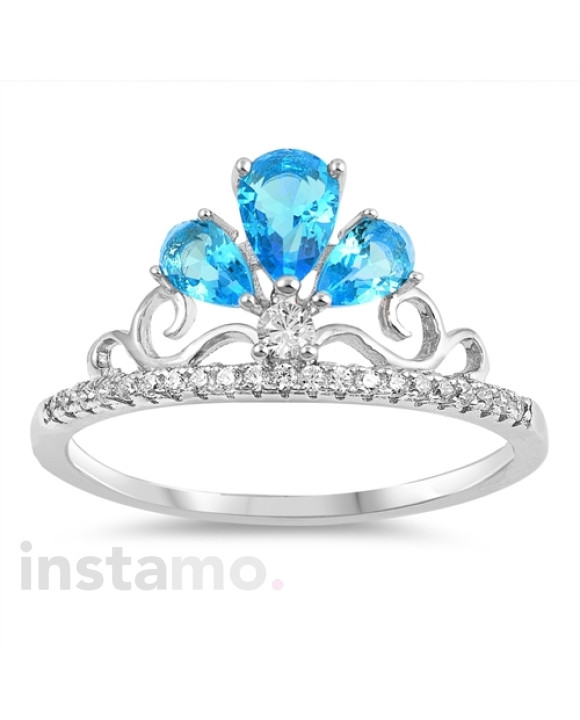 Strieborný prsteň s modrým kamienkom