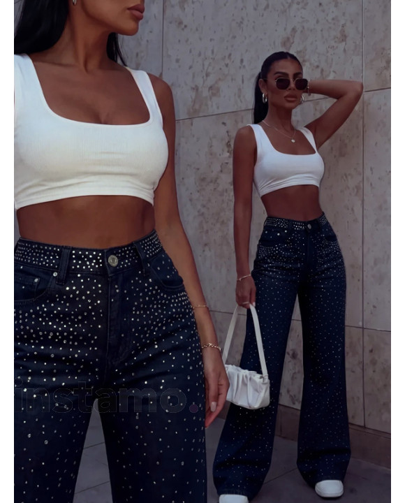 Modré džíny s kamínky GLAM-329319-20