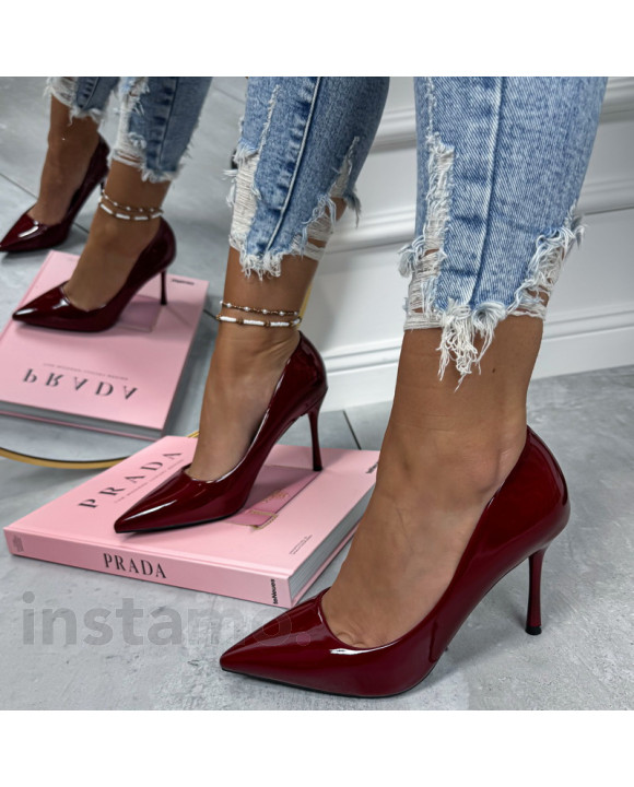 Vínové lakované lodičky-319054-20