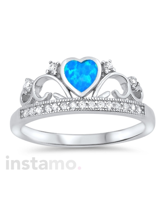Strieborný prsteň s modrým srdiečkom