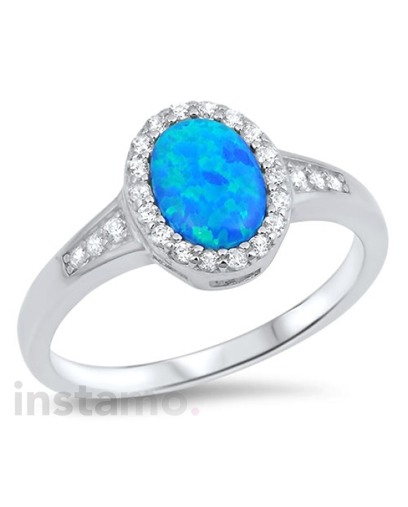 Strieborný prsteň  s modrým opálom