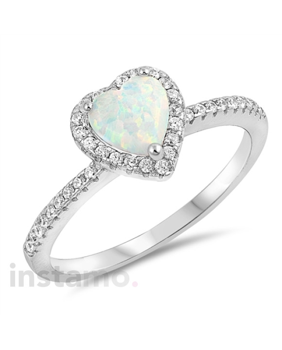 Strieborný prsteň  s bielým opálom