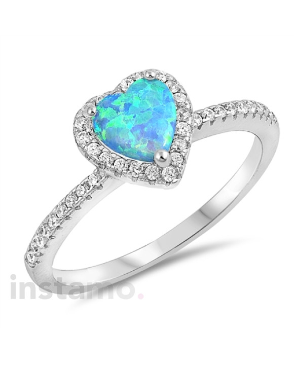 Strieborný prsteň s modrým srdiečkom