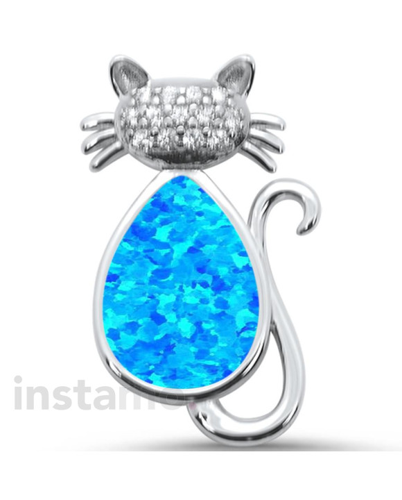 Stříbrný přívěsek s opálem kočka-257334-20