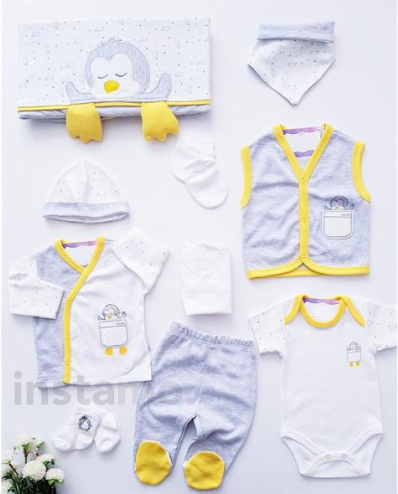 Šedo-bílá desetidílná bavlněná souprava-251014-20