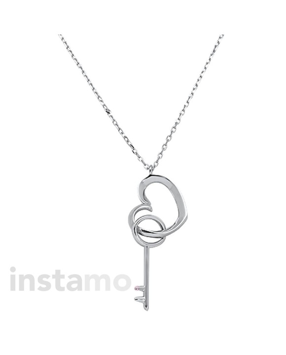 Dámský stříbrný náhrdelník srdíčko a klíč-257340-20