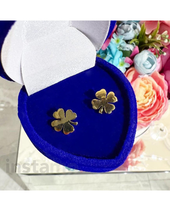 Dámské ocelové náušnice pozlátené čtyřlístek-275400-20