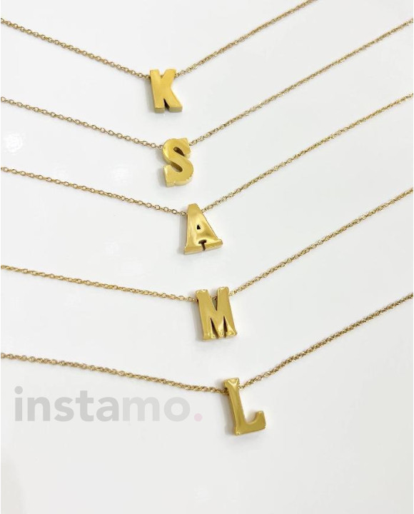 Ocelový náhldelník pozlacený s písmenkem-281697-20