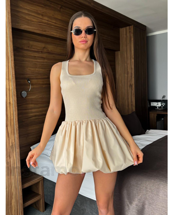 Béžové PUFFY šaty-316756-20