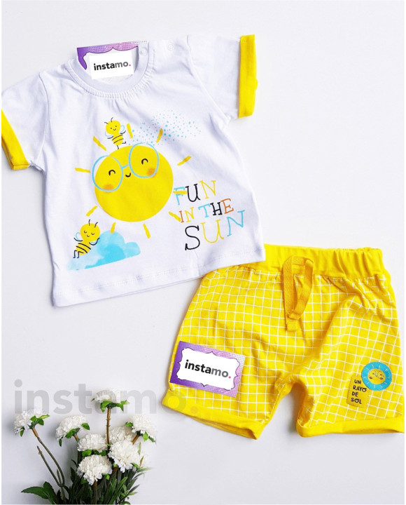 Žlutá dvoudílná bavlněná souprava-250052-20