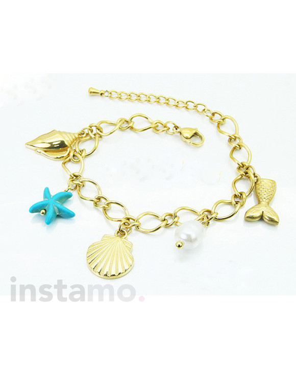 Dámský ocelový náramek s přívěskami-321849-20