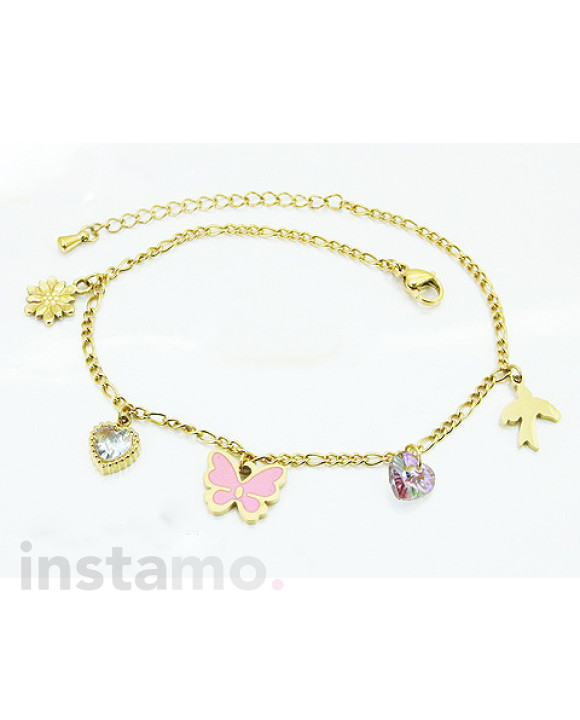 Dámský ocelový náramek s přívěskami na nohu-321842-20