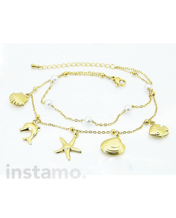 Dámský ocelový náramek s přívěskami na nohu-321841-20