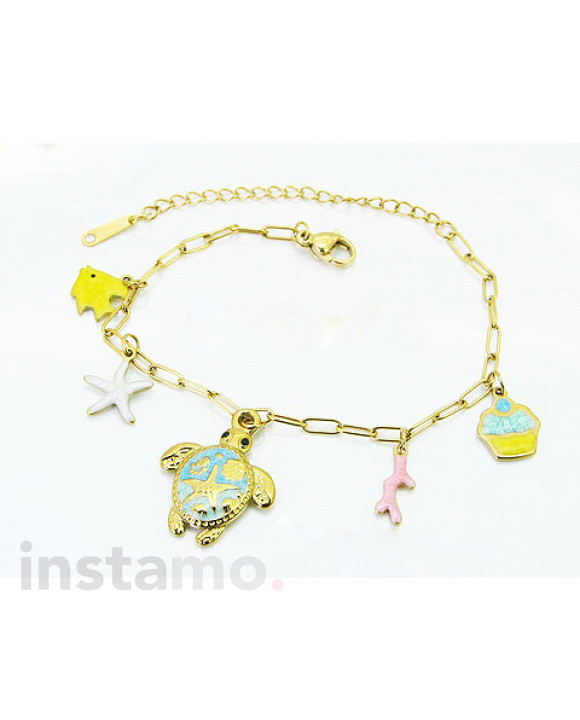 Dámský ocelový náramek s přívěskami-321840-20