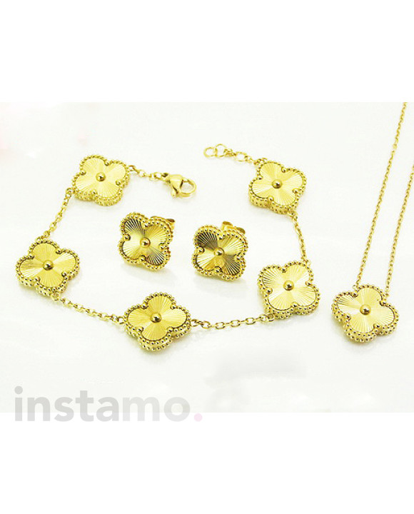 Růžová dámská ocelová souprava pozlacená-322272-20