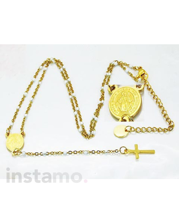 Dámský pozlacený ocelový růženec-281573-20