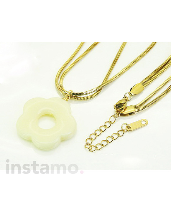 Dámský ocelový náhrdelník s přívěskem květ-321620-20