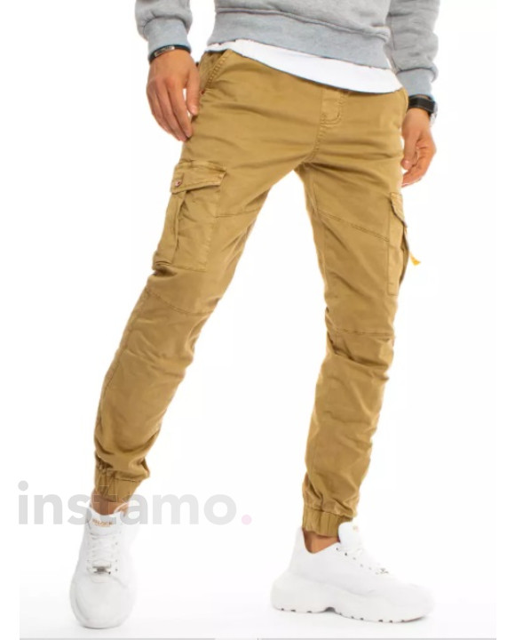 Hořčicové džíny v pase na gumu-245898-20