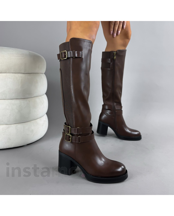 Hnědé vysoké kozačky-322824-20