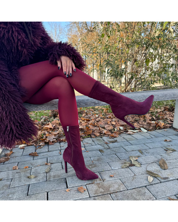 Vínové semišové kotníhové boty-323433-20