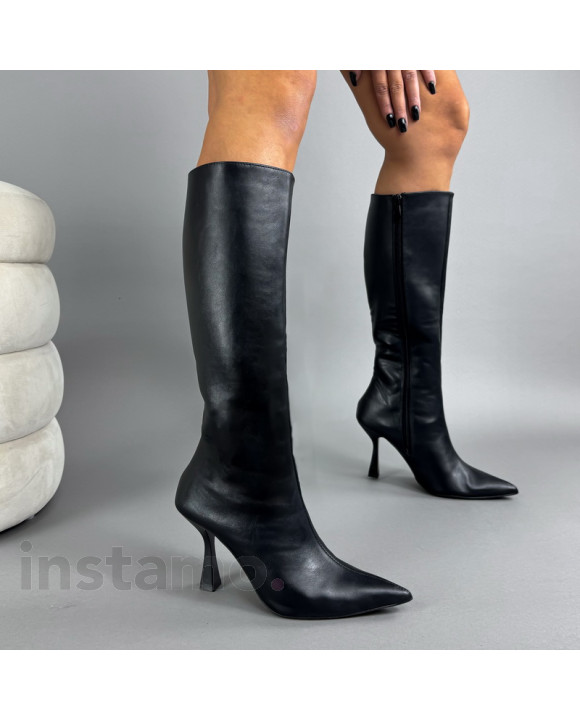 Černé vysoké kozačky-323415-20