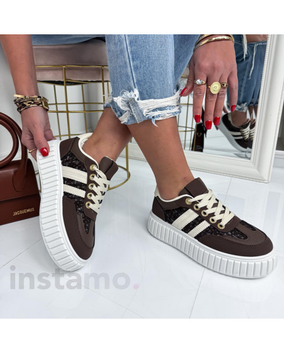 Hnědé krajkované tenisky-326303-20