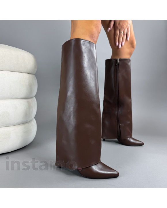 Hnědé vysoké kozačky-323233-20