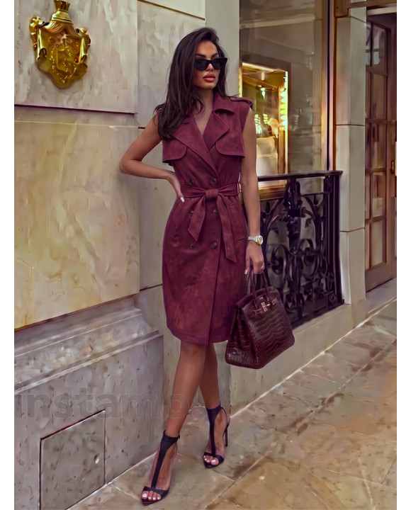 BORDO semišové šaty s opaskem-330438-20