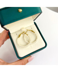 Kruhové ocelové náušnice s perlami