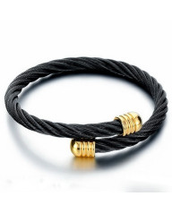 Pánský náramek z oceli černý kabel