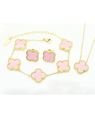 Růžová Dámská ocelová souprava pozlacená