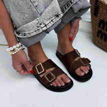 Tmavě hnědé semišové pantofle-326802-03