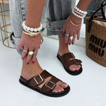 Tmavě hnědé semišové pantofle-326802-03