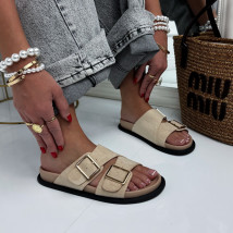 Béžové semišové pantofle-326788-03