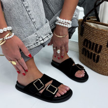 Černé semišové pantofle-326781-01